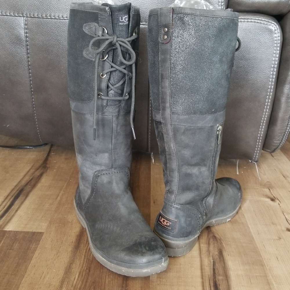 Black waterproof fleece lined UGG boots